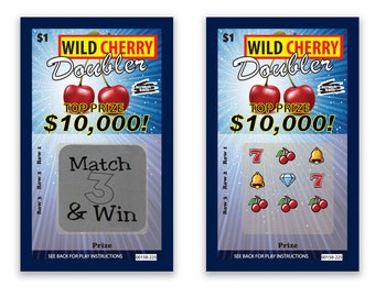 DIY Scratch Off Lotto Replica Card  BLUE Wild Cherry Design Board Game Family Activities Family Gathering Family Games