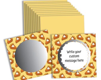 Mini Thanksgiving Pumpkin Pie DIY Scratch Off Cards – 2 x 2 Inch - 50 Pack