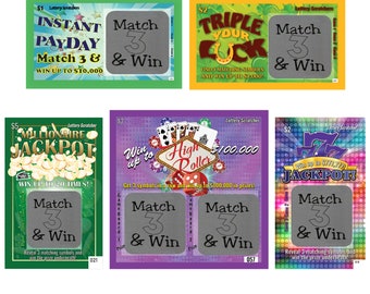 Pregnancy Announcement Reveal Scratch Off Fake Lotto Replica Tickets VARIETY Pack 5 Baby Delivery Scratch-Off Party Favor Wedding Proposal