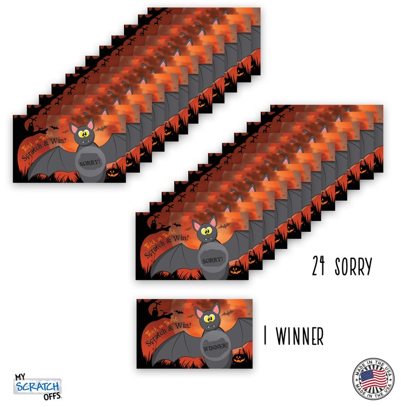 Halloween Bat Scratch Off Game Cards Etsy