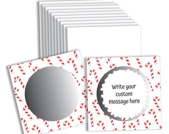 Mini Christmas Candy Cane DIY Scratch Off Cards – 2 x 2 Inch - 50 Pack