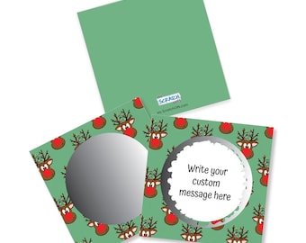 Mini Rudolph Christmas DIY Scratch Off Cards – 2 x 2 Inch - 50 Pack