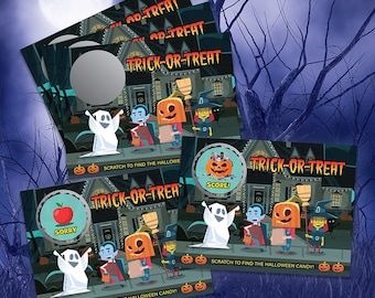 Halloween Trick-or-Treat Scratch Off Game – Spooky Party Activity – 26 Pack