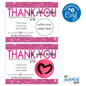 Pure Romance Merci Cartes à gratter Remises promotionnelles BOGO Passion Party Promotion DIY Imprimable Digital Download Corjl CUSTOM Event