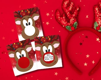 DIY Rudolph Reindeer Scratch Off Christmas Cards - 20 Card Kit
