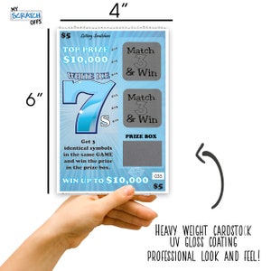 CUSTOM Blue White Ice 7s Fake Lotto Replica Scratch Off Ticket 4x6 One Card Pregnancy Announcement Grandparents Baby Gender Reveal Proposal image 2