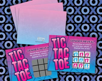 Tic-Tac-Toe Gender Reveal Scratch Off Cards: Baby Shower Game (25 Cards)