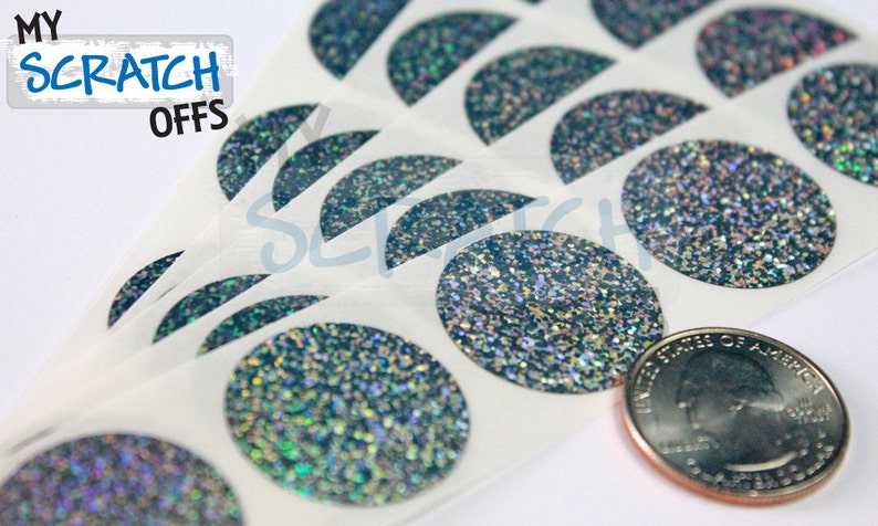 50 Scratch Off Labels 1/" x 1/" Hologram Square Stickers