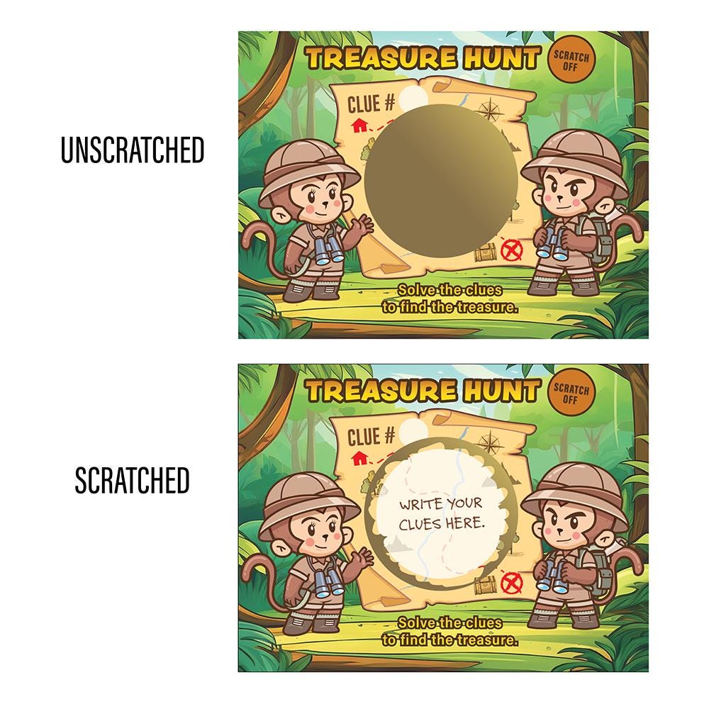 Jungle Treasure Map Scavenger Hunt Scratch off DIY Kit: Kids Party (20 ...