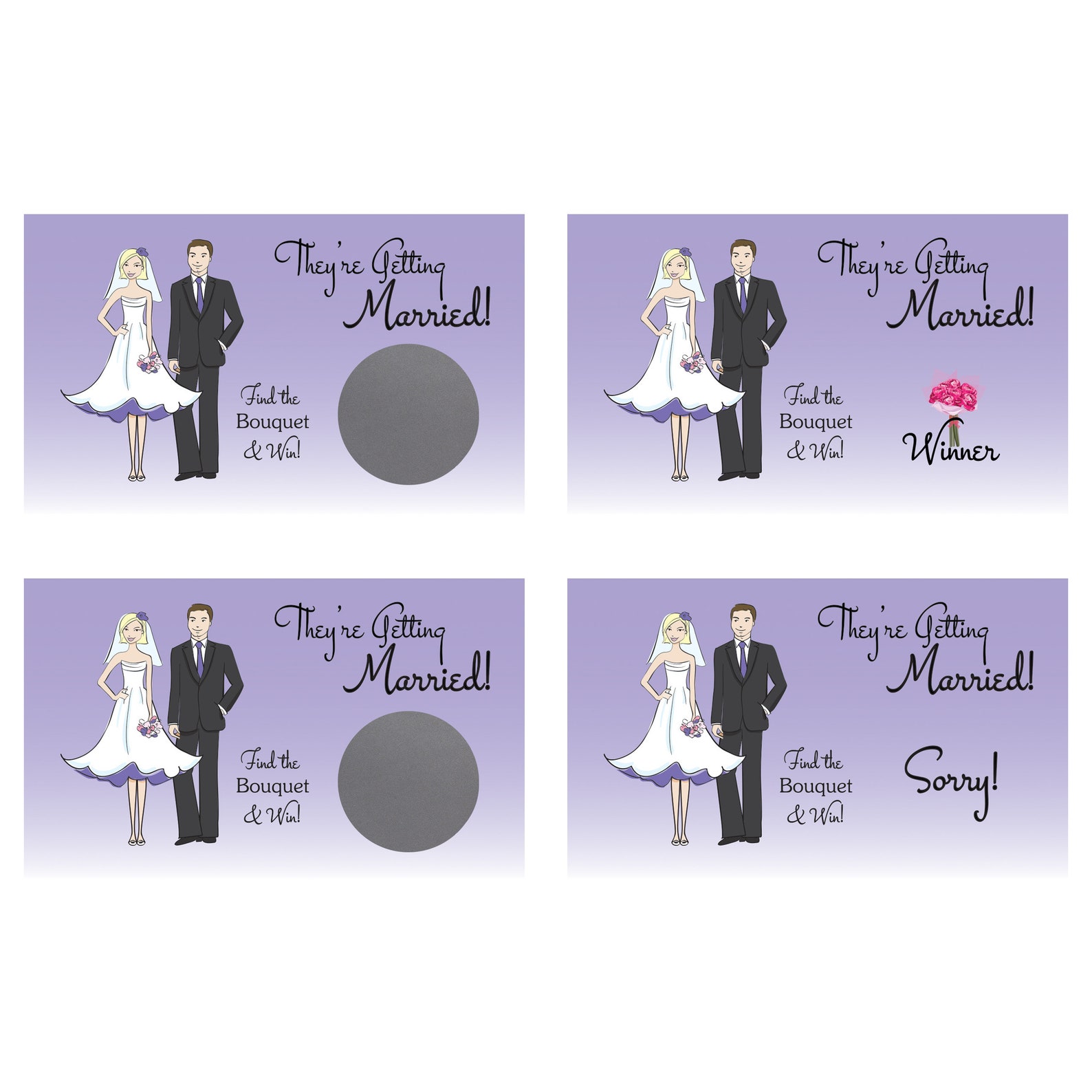Bride & Groom Bridal Shower Scratch Off Game Card PURPLE Etsy