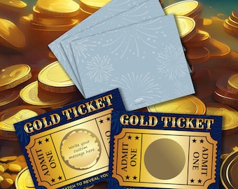 DIY Gold Ticket Admit One Scratch Off Cards: Small Business Promotion (20-Pack)