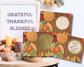 Thanksgiving Harvest Table Feast DIY Scratch Off Ticket Scratch Notes Kit of 50 Cards 50 Stickers Thanksgiving Party Favor Kid's Activities