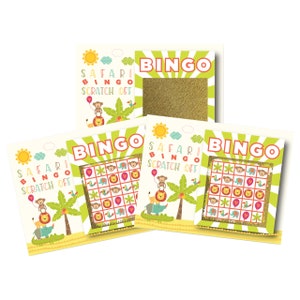 Safari Baby Shower Bingo Scratch Off Game - 26 Cards