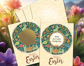 Easter Wreath Scratch Off Cards: DIY Scavenger Hunt Tickets (Set of 20)