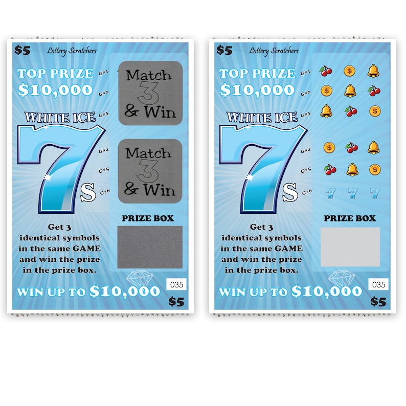 CUSTOM Blue White Ice 7s Fake Lotto Replica Scratch Off Ticket 4x6 One Card Pregnancy Announcement Grandparents Baby Gender Reveal Proposal image 7