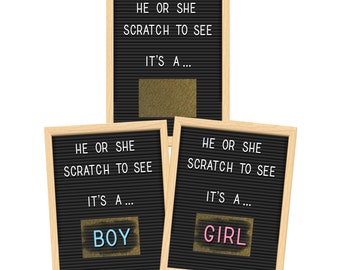 Letter Board Gender Reveal Scratch Off Card Baby Delivery Game 25 Cards Reveal the Sex Announcement Scratch-Off Party Favor Family & Friends