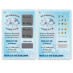 Bridesmaid Proposal Scratch Off Card: Blue Diamond Lotto Ticket (4x6)