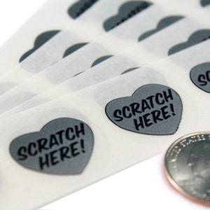 Silver 1&quot; Heart Scratch Off Stickers: DIY Labels, Gender Reveal