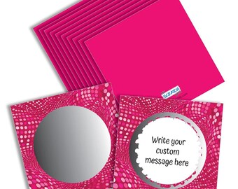 Mini Y2K Retro Dot Pink DIY Scratch Off Cards – 2 x 2 Inch - 50 Pack