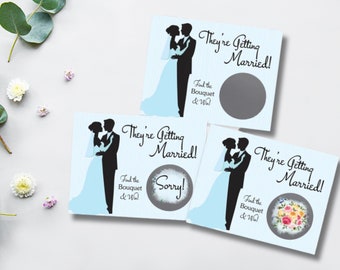 Bride & Groom Bridal Shower Scratch Off Game Card Aqua Blue Pinstripe Wedding Game Party Giveaway Favors 26 Cards 24 Sorry 2 Winners