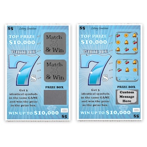 CUSTOM Blue White Ice 7s Fake Lotto Replica Scratch Off Ticket 4x6 One Card Pregnancy Announcement Grandparents Baby Gender Reveal Proposal image 1