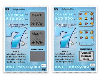 CUSTOM Blue White Ice 7s Fake Lotto Replica Scratch Off Ticket 4x6 One Card Pregnancy Announcement Grandparents Baby Gender Reveal Proposal