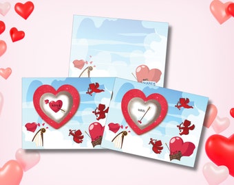 50 Pack Valentine's Day Party Cupid's Hearts Scratch Off Tickets Game Cards for Teachers, Students in the Classroom