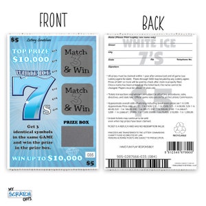 CUSTOM Blue White Ice 7s Fake Lotto Replica Scratch Off Ticket 4x6 One Card Pregnancy Announcement Grandparents Baby Gender Reveal Proposal image 5