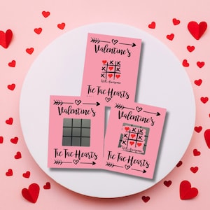 Scratch Off Valentine’s Day 25 Pink Cards Tic-Tac-Toe 3×4 All w/ 3 Heart Winner Valentines Party Event Promotion Couple Kid's Valentine