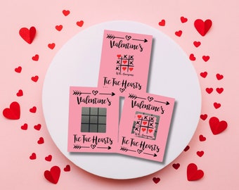 Scratch Off Valentine’s Day 25 Pink Cards Tic-Tac-Toe 3×4 All w/ 3 Heart Winner Valentines Party Event Promotion Couple Kid's Valentine