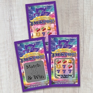 Pregnancy Announcement Scratch Off Lottery Ticket: Baby Reveal Card