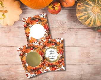 Thanksgiving Fall Wreath DIY Scratch Off Ticket Scratch Notes Kit of 50 Cards 50 Stickers Thanksgiving Party Favor Kid's Activities