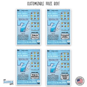 CUSTOM Blue White Ice 7s Fake Lotto Replica Scratch Off Ticket 4x6 One Card Pregnancy Announcement Grandparents Baby Gender Reveal Proposal image 3