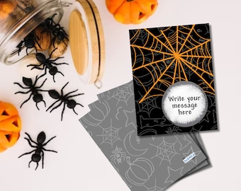 Halloween Spooky Spider Web DIY Scratch Off Ticket Scratch Notes Kit of 50 Cards 50 Stickers Halloween Party Favor Kid's Activities