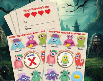 Valentine's Day Scratch Off Game Cards: Monster Friends Party Favors (26 Pack)