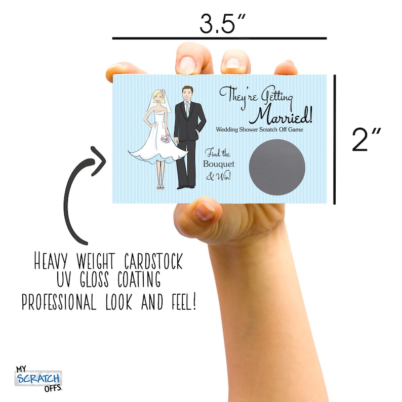 Scratch Off Game Card Light Blue Pinstriped Bridal Shower Game Wedding Shower Ticket Favor Scratch-Off