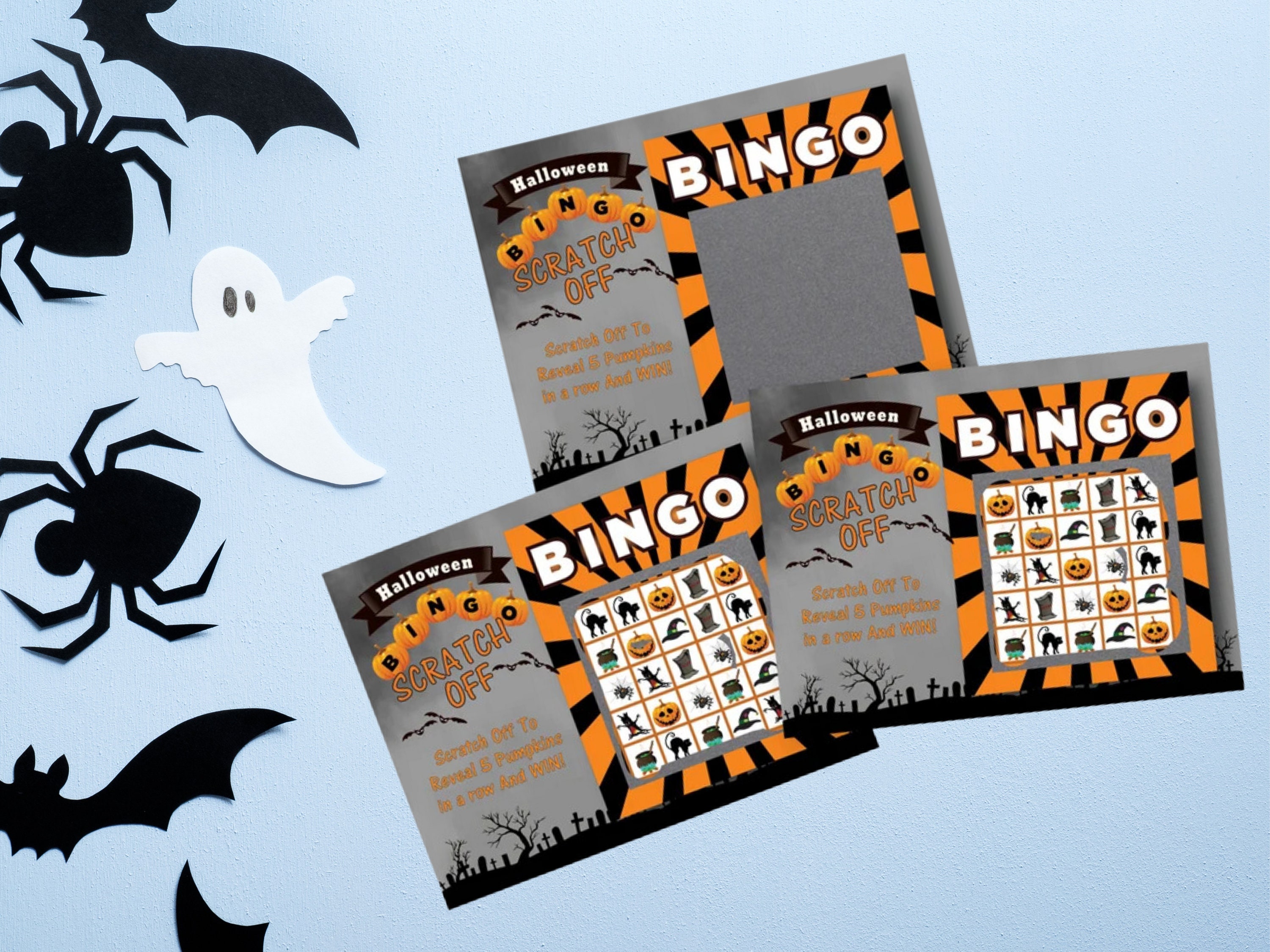 Halloween Bingo Scratch Off Game: Fall Party Activity (26 Cards)