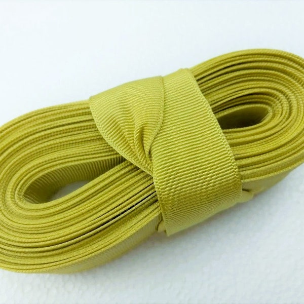 Vintage 1940's-50's Swiss Grosgrain Ribbon -Milliners- 7/8 Inch Gorgeous Chartreuse Yellow