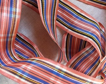 Vintage 1940's Rayon Ribbon Gorgeous French Stripe 1 1/2 Inch