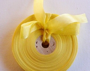 Vintage 1930's-40's French Woven Ribbon -Milliners Stock- 5/8 inch Daffodil Yellow