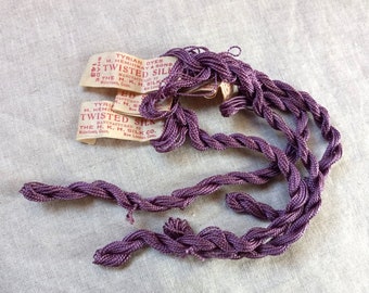 Antique 1930's Silk Embroidery Floss Heminway Twist Violet 143