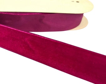 Vintage 1940's Swiss Rayon Velvet Ribbon 7/8 Inch Magenta