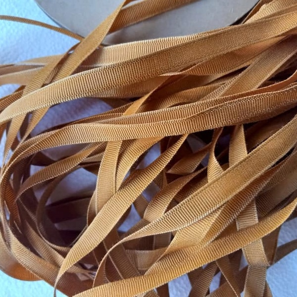 Vintage 1940's-50's  Grosgrain -Milliners Stock- 5/16 inch Butterscotch Gold