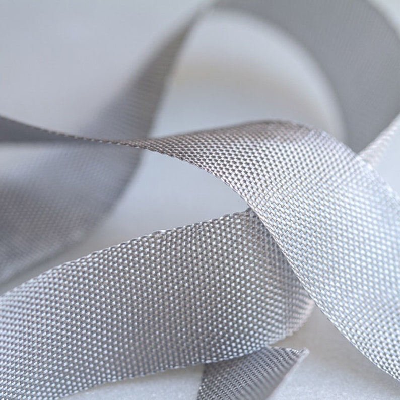 Vintage 1930's-40's French Woven Ribbon Milliners Stock 5/8 inch Battleship Grey image 3