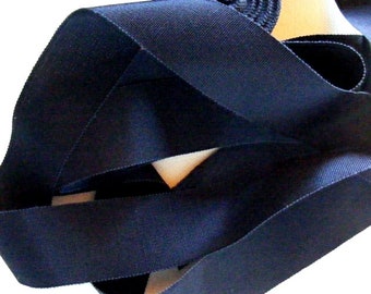 Vintage 1930's-40's Petersham Grosgrain Ribbon -Milliners Stock- 1 7/16 inch Navy Blue