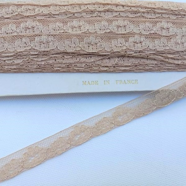 Vintage 1930's French Lace 1/2" Cotton and Silk Beige Ecru