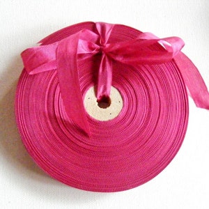 Vintage Frans geweven lint uit de jaren 30 en 40 - hoedenplank - 5/8 inch sleutelbloemroze