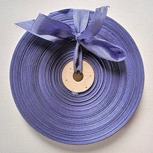 Vintage Frans geweven lint jaren 30/40 - voorraad hoedenmakers - 5/8 inch dusky blauw