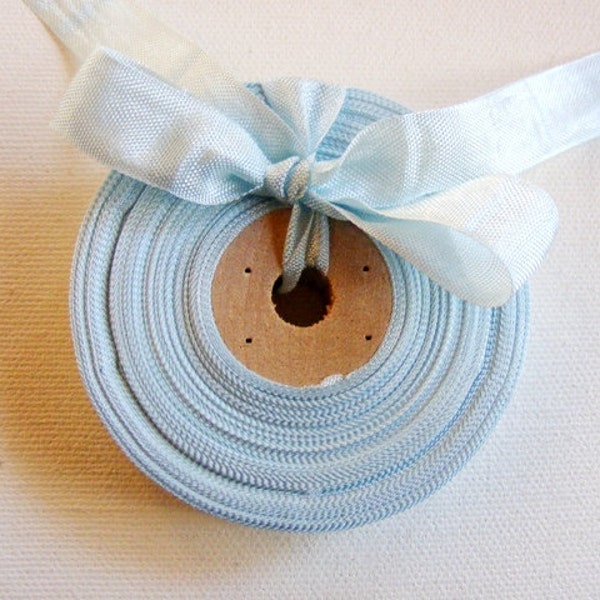 Vintage 1930's-40's French Woven Ribbon -Milliners Stock- 5/8 Inch Gorgeous Ice Blue