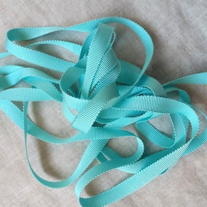 Vintage jaren 1930-40 Franse zijde Petersham Grosgrain lint 3/8 inch turquoise blauw